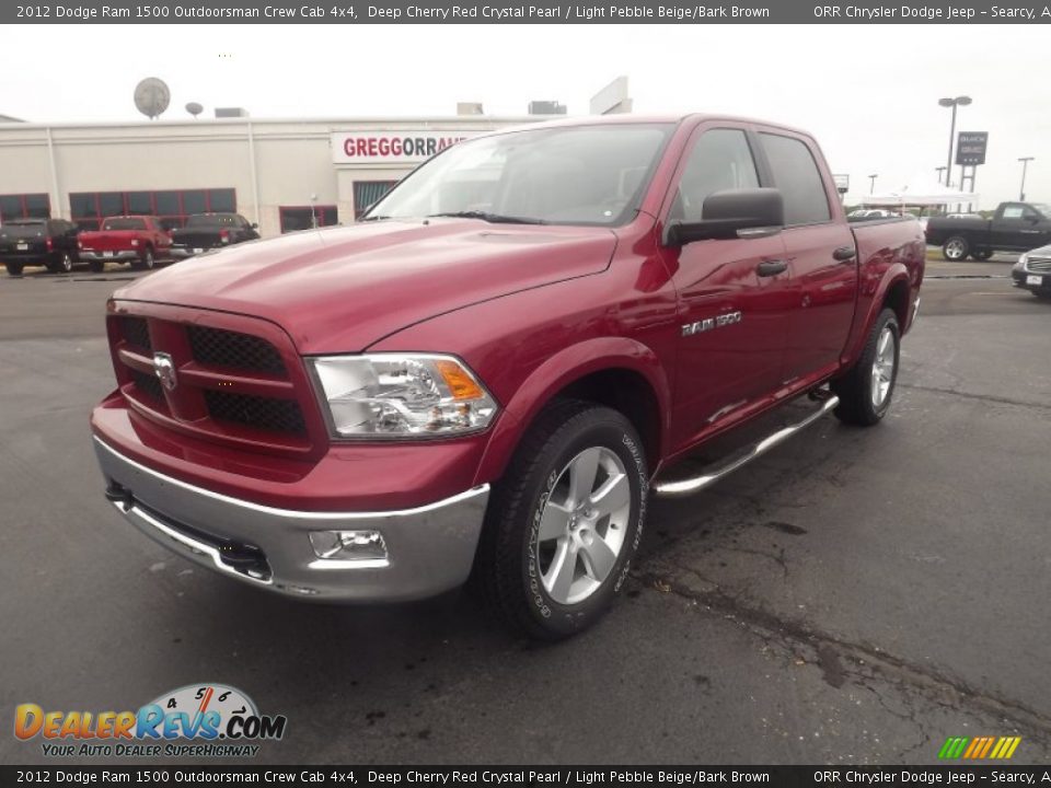 2012 Dodge Ram 1500 Outdoorsman Crew Cab 4x4 Deep Cherry Red Crystal Pearl / Light Pebble Beige/Bark Brown Photo #1