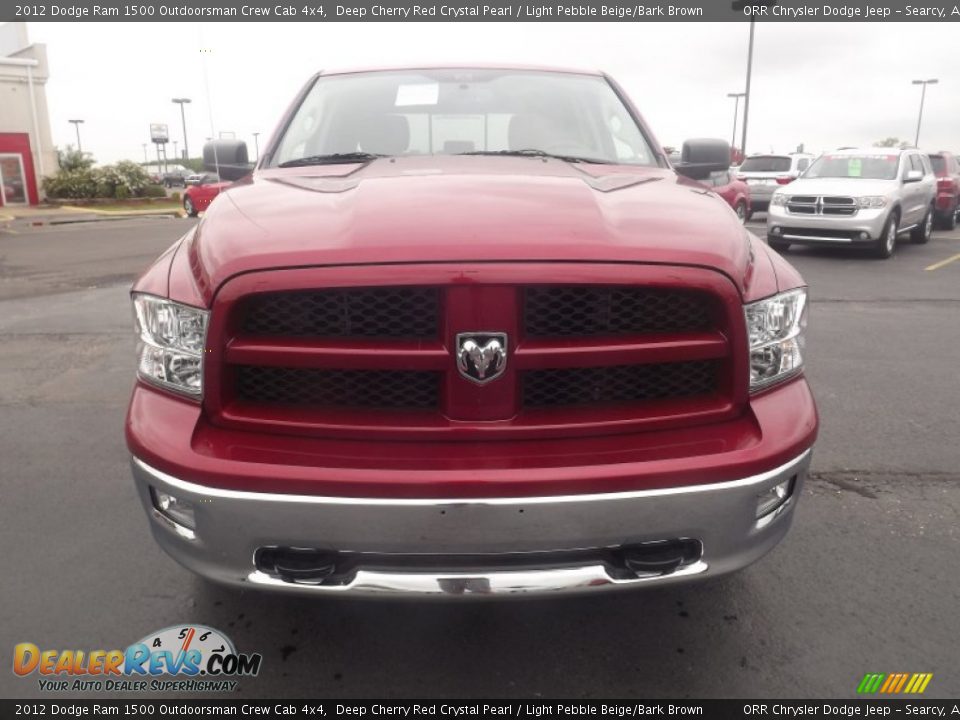 2012 Dodge Ram 1500 Outdoorsman Crew Cab 4x4 Deep Cherry Red Crystal Pearl / Light Pebble Beige/Bark Brown Photo #2