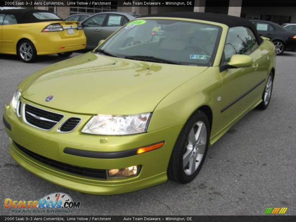 2006 Saab 9-3 Aero Convertible Lime Yellow / Parchment Photo #1