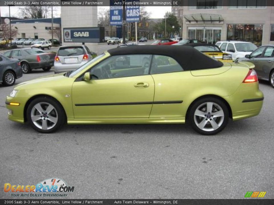 2006 Saab 9-3 Aero Convertible Lime Yellow / Parchment Photo #3