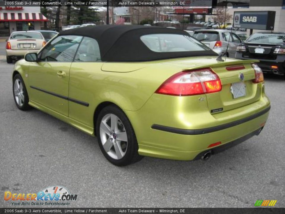 2006 Saab 9-3 Aero Convertible Lime Yellow / Parchment Photo #4