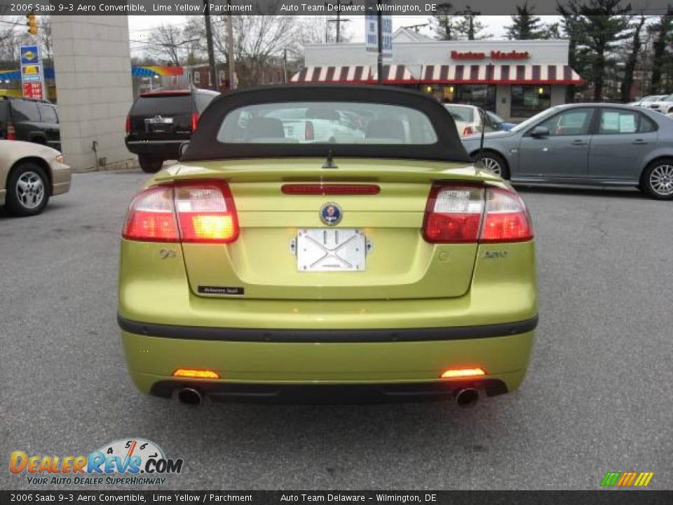 2006 Saab 9-3 Aero Convertible Lime Yellow / Parchment Photo #5