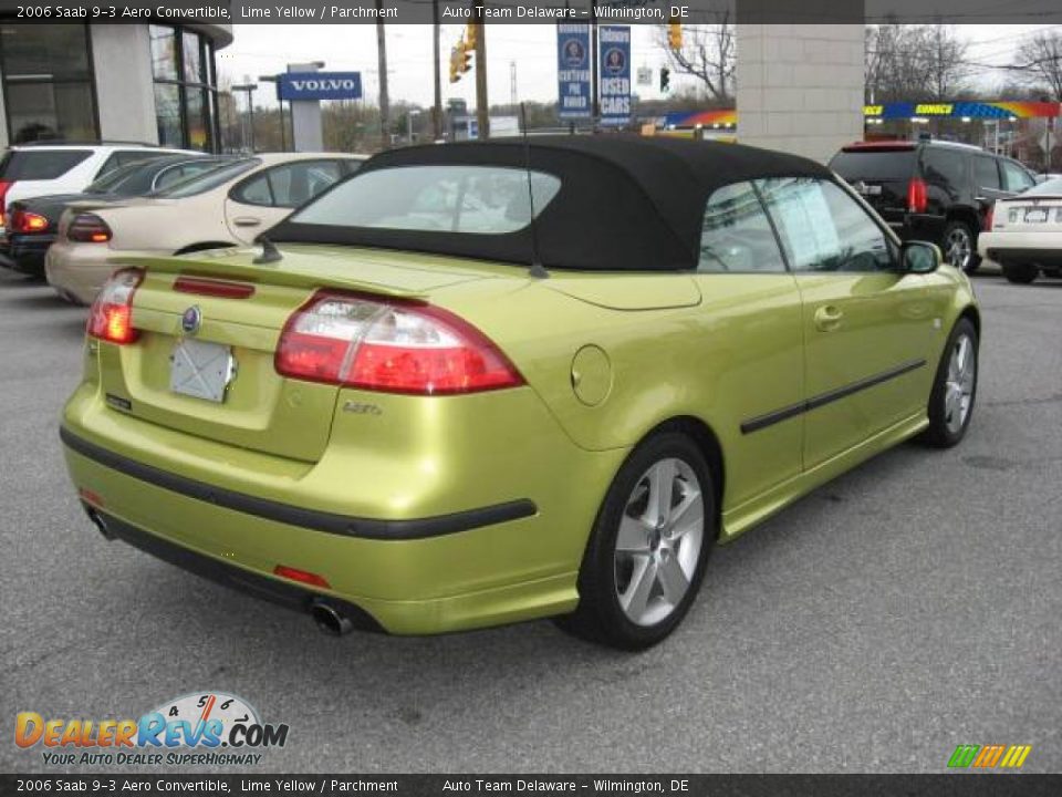 2006 Saab 9-3 Aero Convertible Lime Yellow / Parchment Photo #6