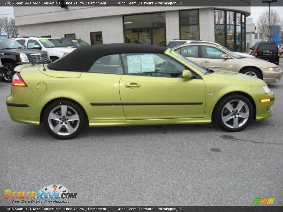 2006 Saab 9-3 Aero Convertible Lime Yellow / Parchment Photo #7