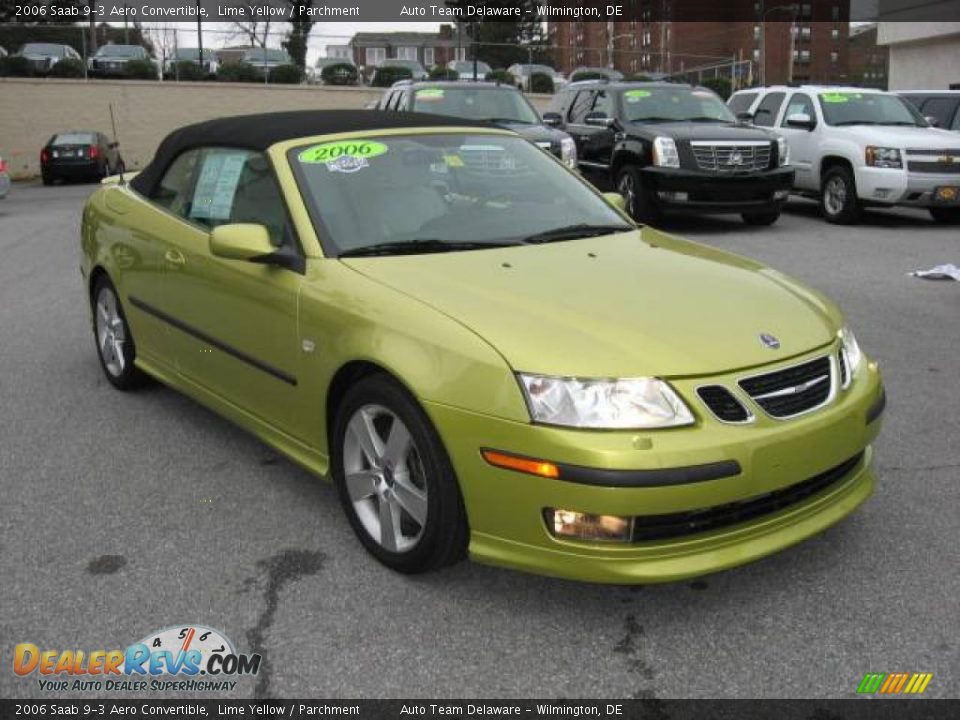 2006 Saab 9-3 Aero Convertible Lime Yellow / Parchment Photo #8