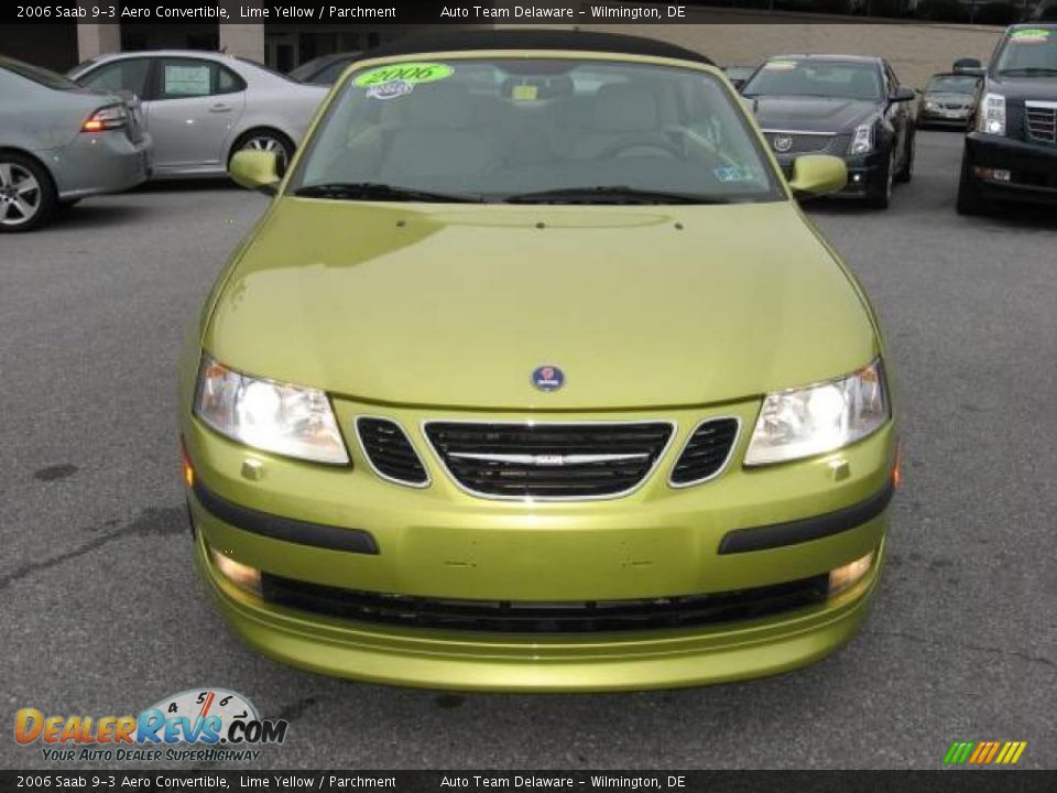 2006 Saab 9-3 Aero Convertible Lime Yellow / Parchment Photo #9