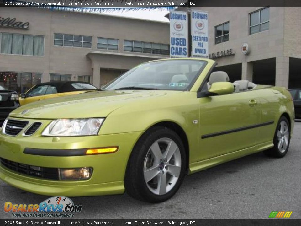 2006 Saab 9-3 Aero Convertible Lime Yellow / Parchment Photo #10