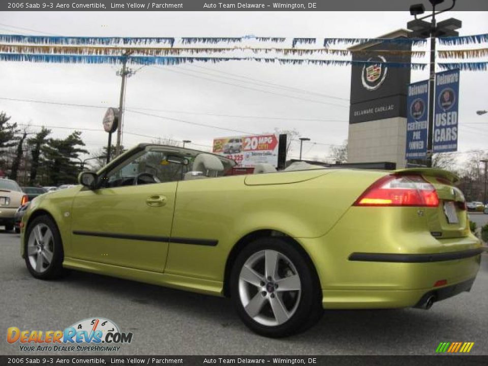 2006 Saab 9-3 Aero Convertible Lime Yellow / Parchment Photo #11