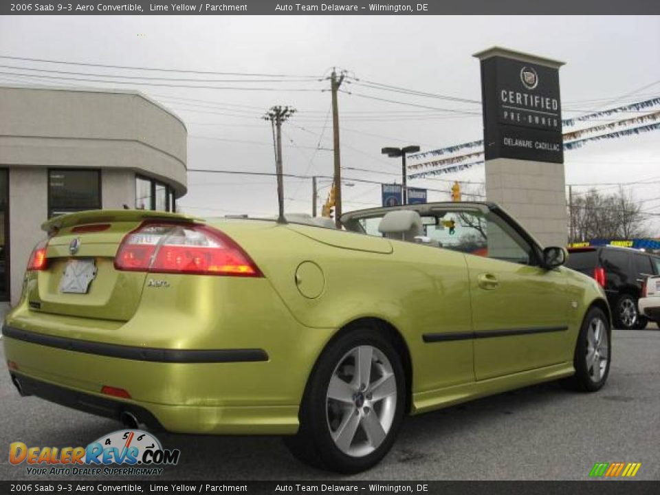 2006 Saab 93 Aero Convertible Lime Yellow / Parchment Photo 12