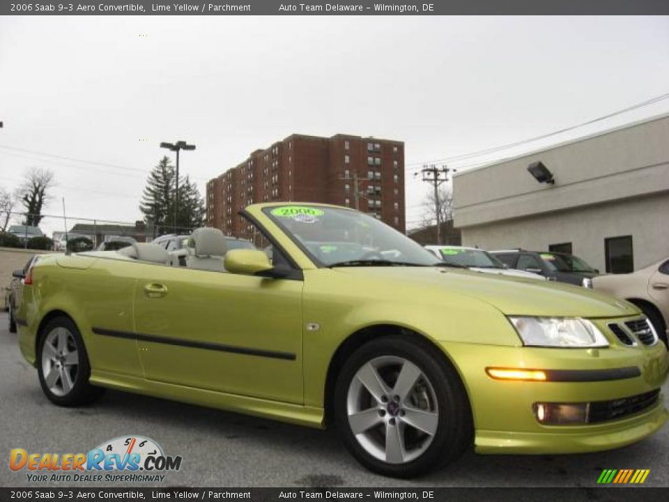 2006 Saab 9-3 Aero Convertible Lime Yellow / Parchment Photo #13