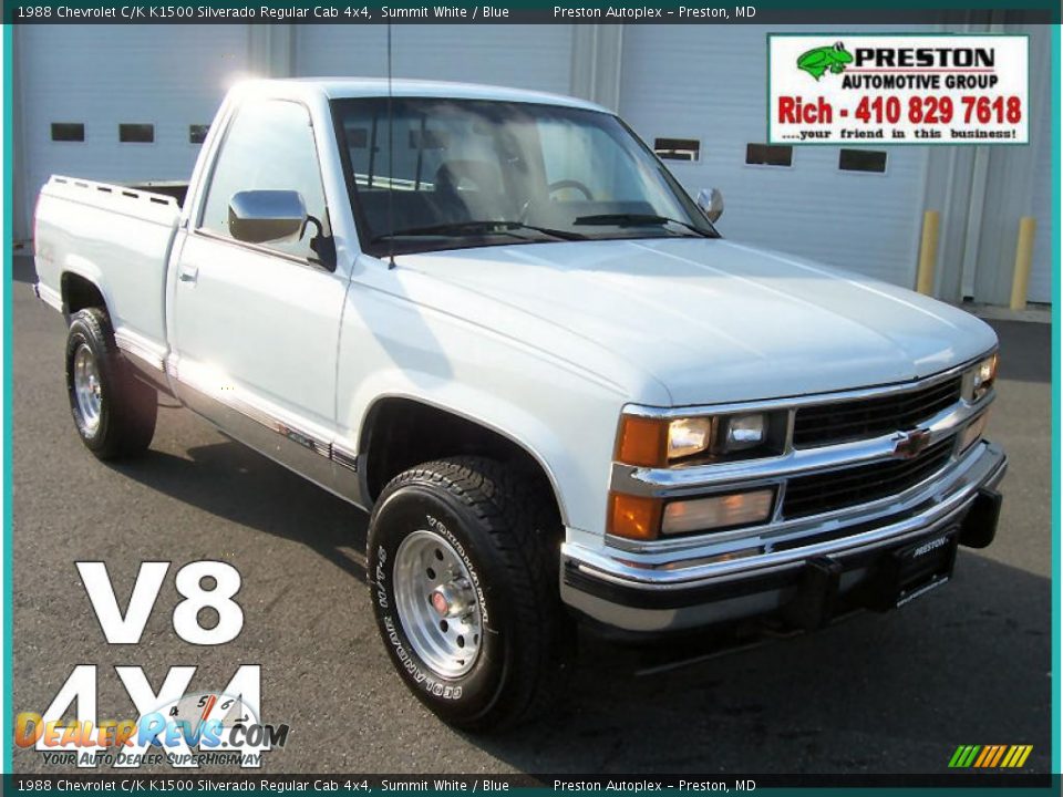 1988 Chevrolet C/K K1500 Silverado Regular Cab 4x4 Summit White / Blue Photo #1