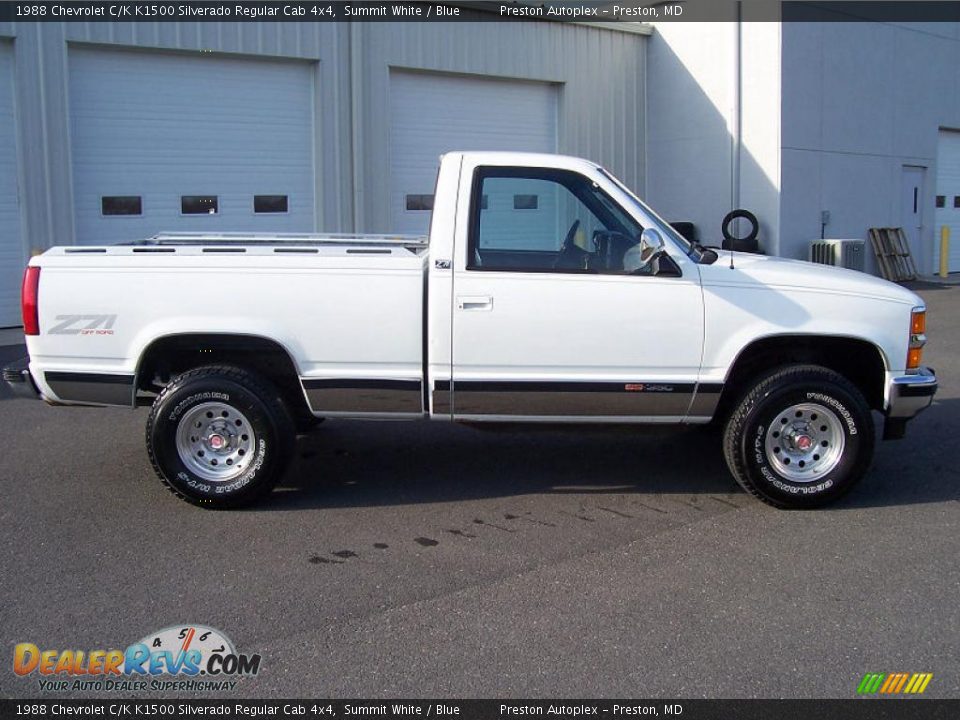 1988 Chevrolet C/K K1500 Silverado Regular Cab 4x4 Summit White / Blue Photo #7