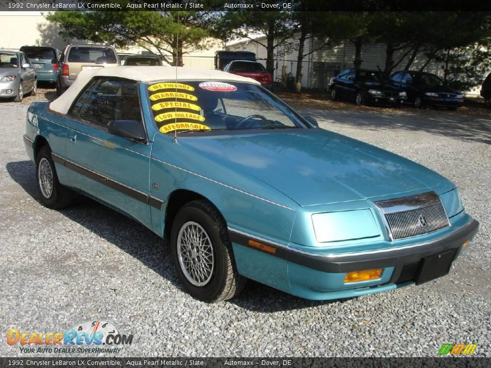 1992 Chrysler LeBaron LX Convertible Aqua Pearl Metallic / Slate Photo #3