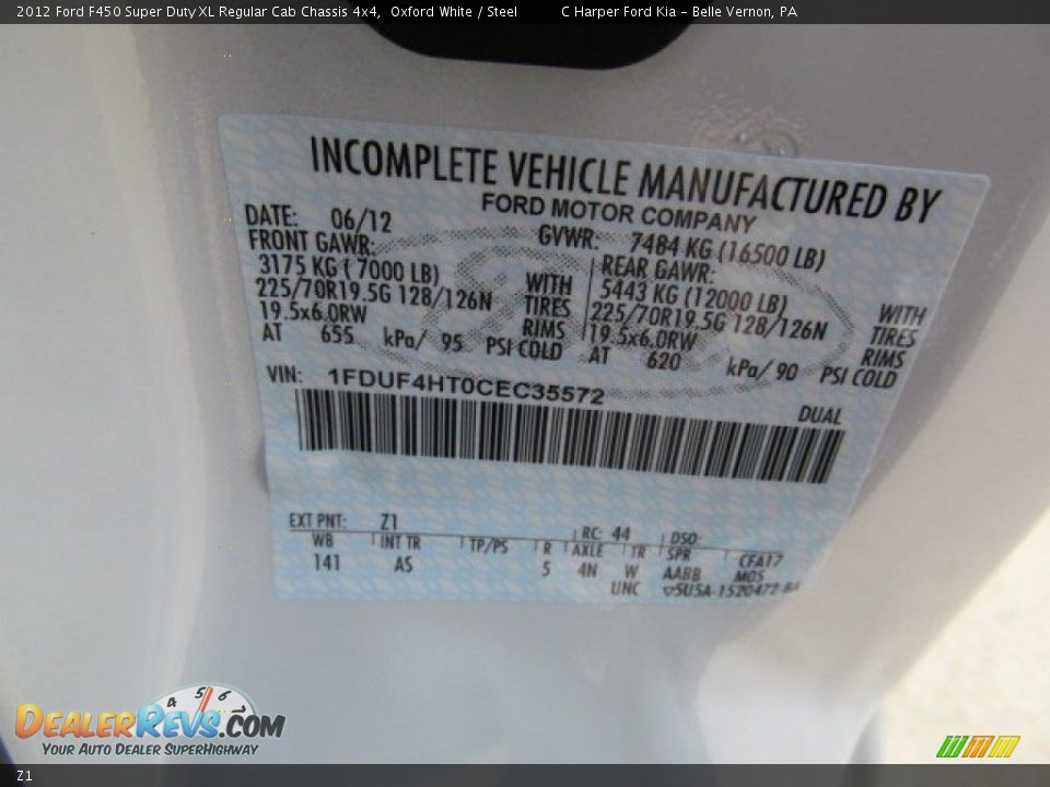 Ford Color Code Z1 Oxford White