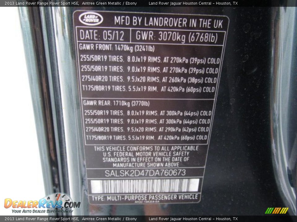 2013 Land Rover Range Rover Sport HSE Aintree Green Metallic / Ebony Photo #16