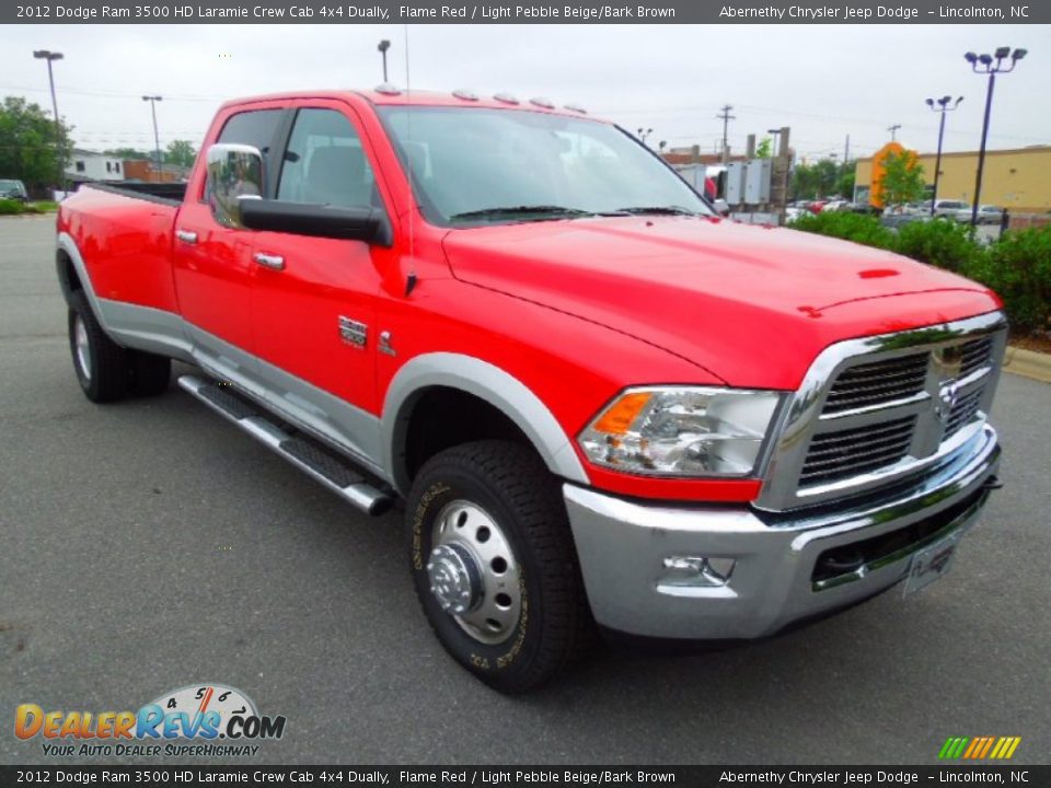 Front 3/4 View of 2012 Dodge Ram 3500 HD Laramie Crew Cab 4x4 Dually Photo #2