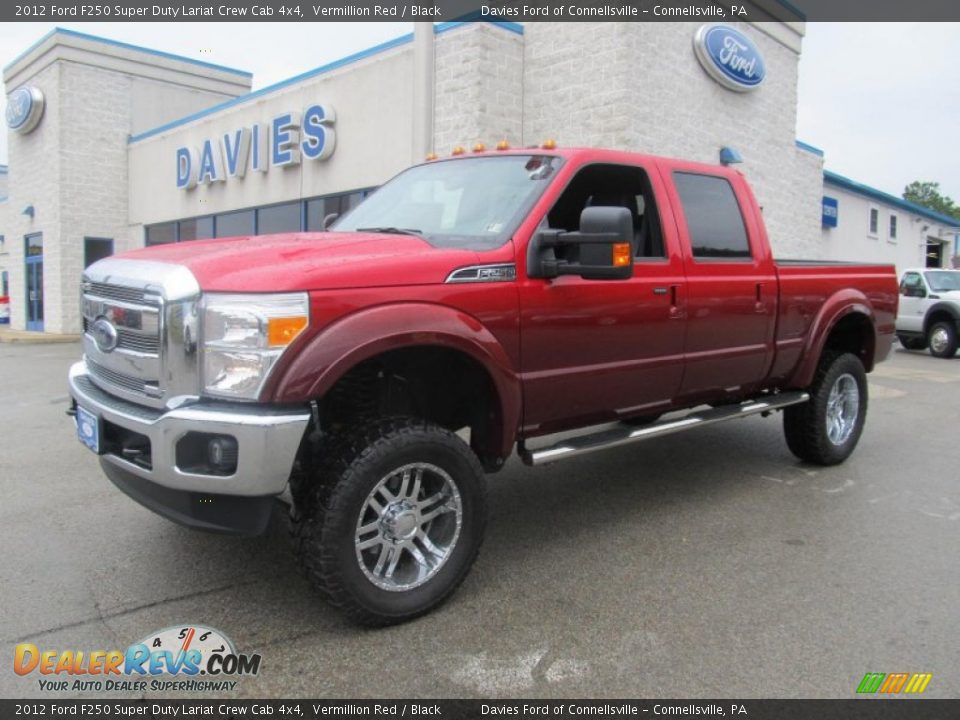 2012 Ford F250 Super Duty Lariat Crew Cab 4x4 Vermillion Red / Black Photo #1