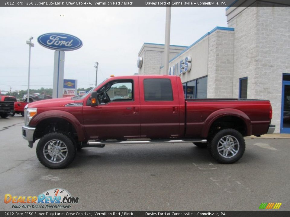 2012 Ford F250 Super Duty Lariat Crew Cab 4x4 Vermillion Red / Black Photo #2