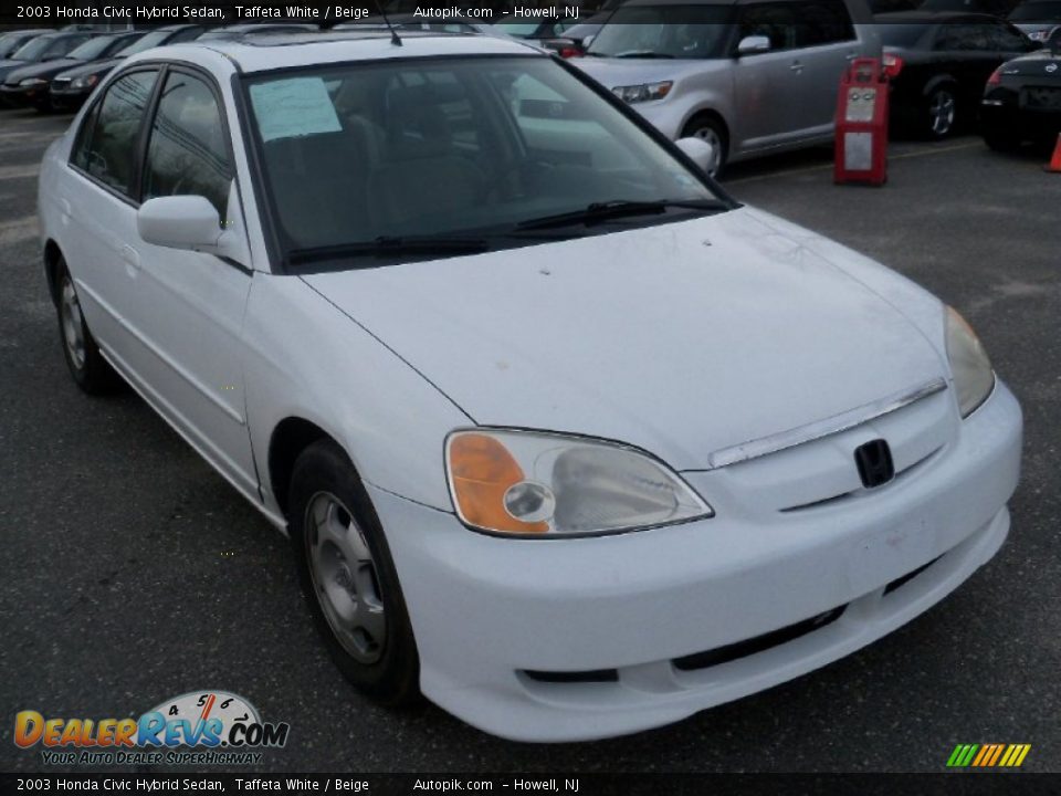 2003 Honda Civic Hybrid Sedan Taffeta White / Beige Photo #2