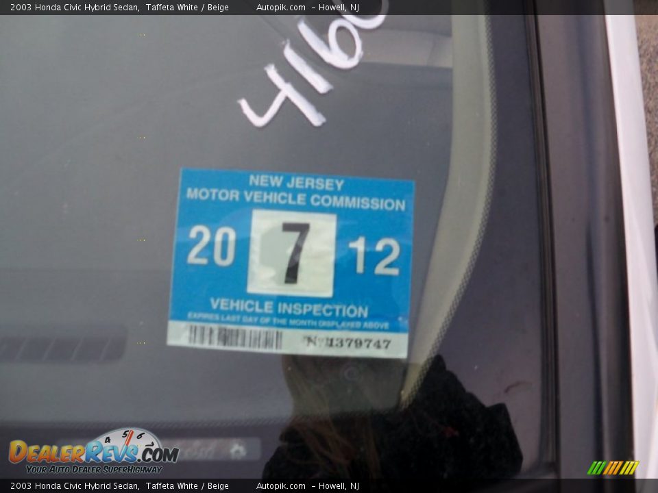 2003 Honda Civic Hybrid Sedan Taffeta White / Beige Photo #19