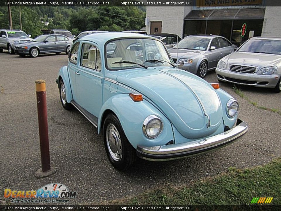 1974 Volkswagen Beetle Coupe Marina Blue / Bamboo Beige Photo #9