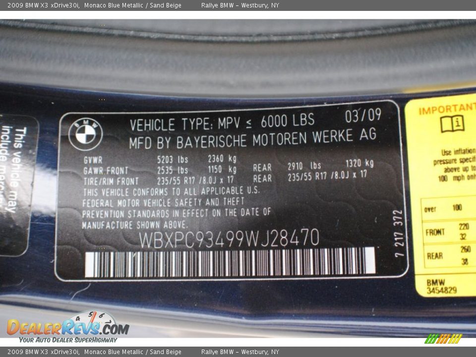 2009 BMW X3 xDrive30i Monaco Blue Metallic / Sand Beige Photo #18