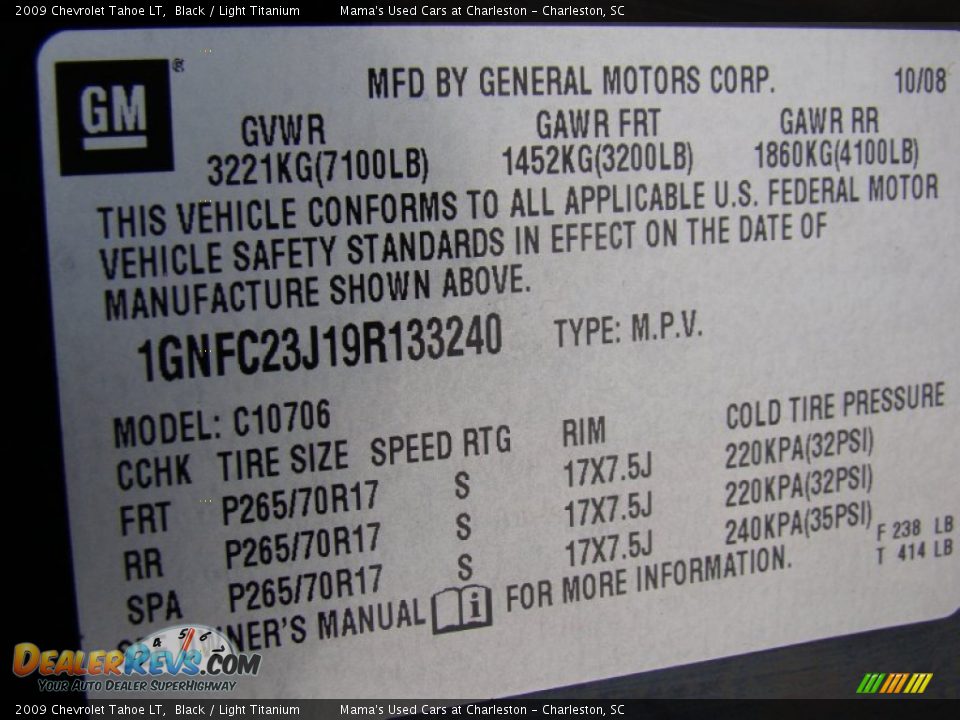2009 Chevrolet Tahoe LT Black / Light Titanium Photo #26