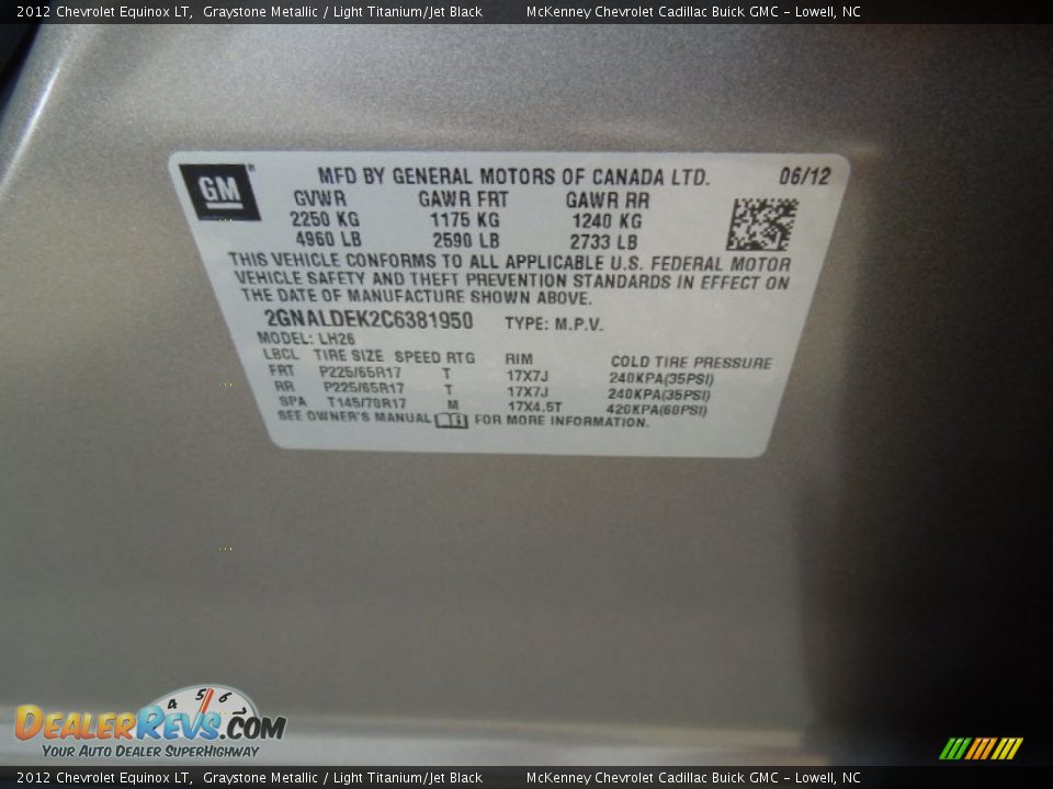 2012 Chevrolet Equinox LT Graystone Metallic / Light Titanium/Jet Black Photo #7