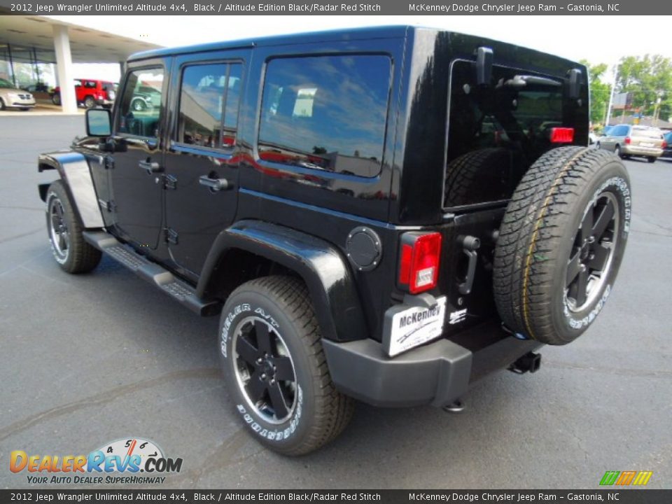 2012 Jeep Wrangler Unlimited Altitude 4x4 Black / Altitude Edition Black/Radar Red Stitch Photo #5