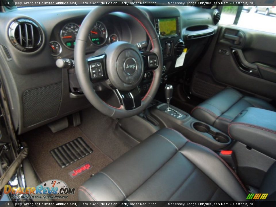 Altitude Edition Black/Radar Red Stitch Interior - 2012 Jeep Wrangler Unlimited Altitude 4x4 Photo #27