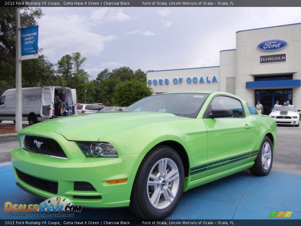 2013 Ford Mustang V6 Coupe Gotta Have It Green / Charcoal Black Photo #1