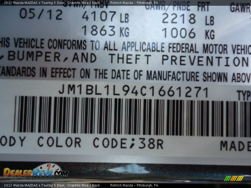 2012 Mazda MAZDA3 s Touring 5 Door Graphite Mica / Black Photo #17