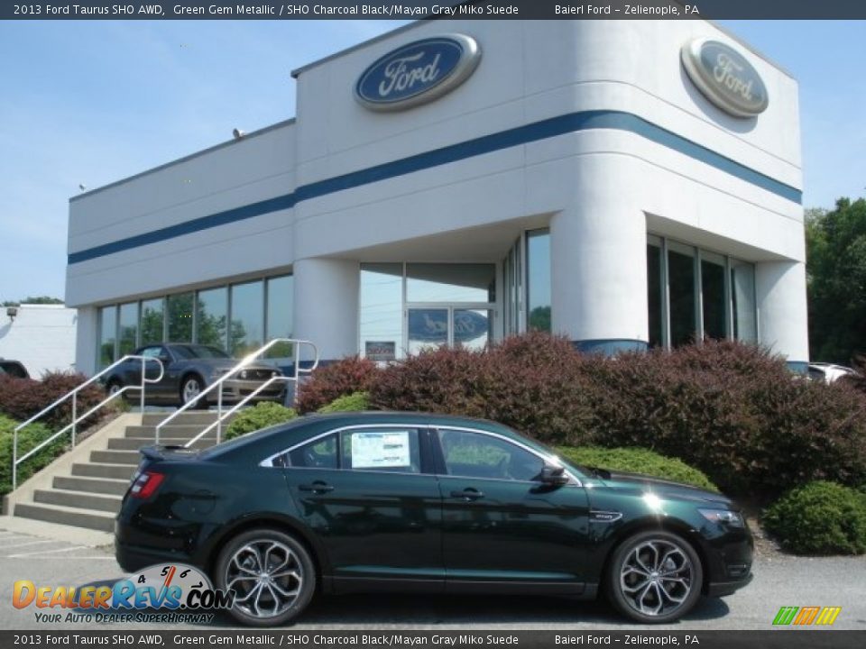 2013 Ford Taurus SHO AWD Green Gem Metallic / SHO Charcoal Black/Mayan Gray Miko Suede Photo #1