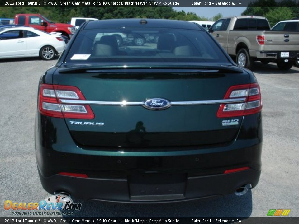 2013 Ford Taurus SHO AWD Green Gem Metallic / SHO Charcoal Black/Mayan Gray Miko Suede Photo #7