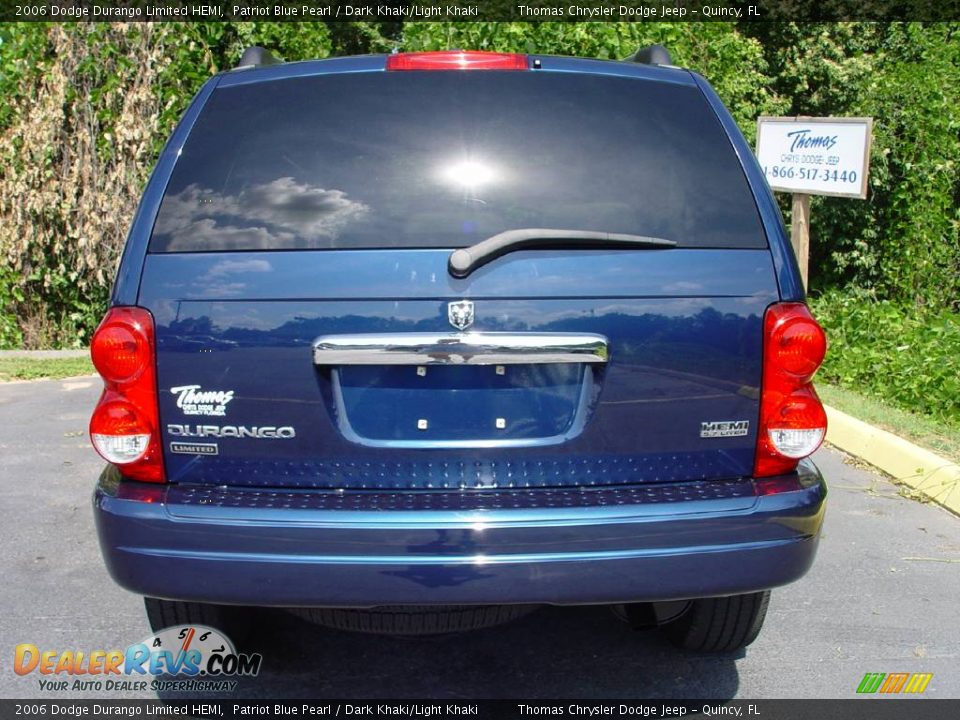 2006 Dodge Durango Limited HEMI Patriot Blue Pearl / Dark Khaki/Light Khaki Photo #4