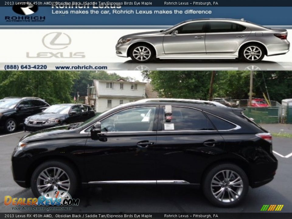 2013 Lexus RX 450h AWD Obsidian Black / Saddle Tan/Espresso Birds Eye Maple Photo #1