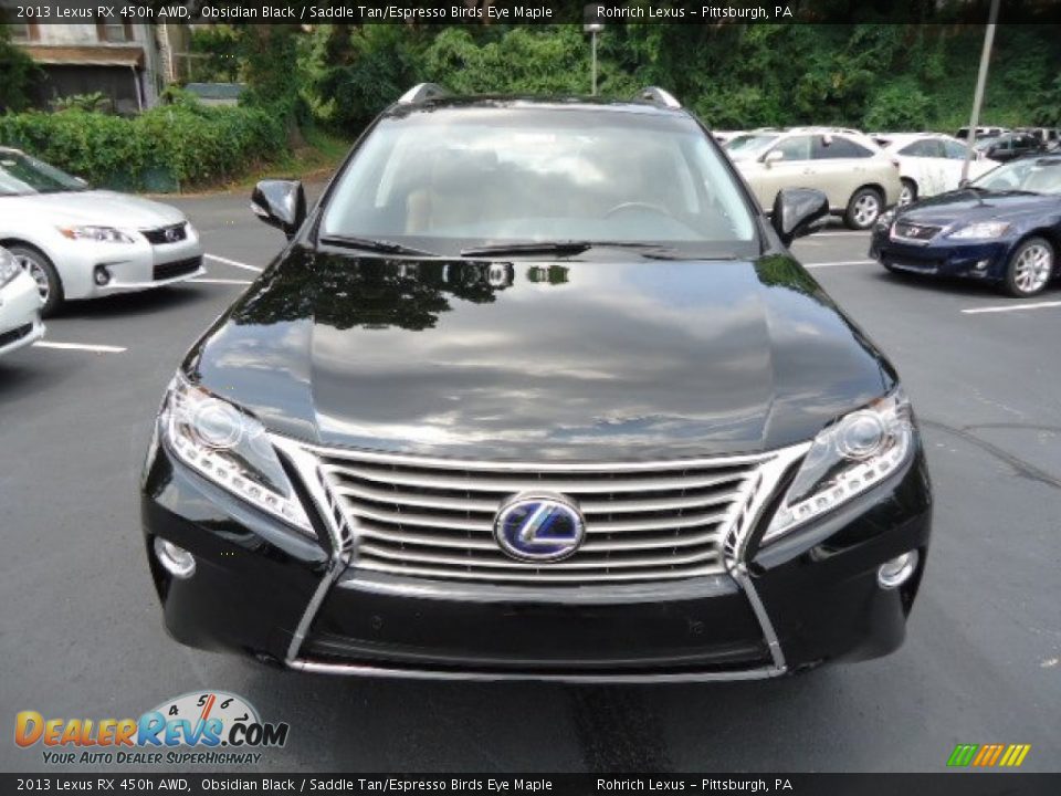 2013 Lexus RX 450h AWD Obsidian Black / Saddle Tan/Espresso Birds Eye Maple Photo #6