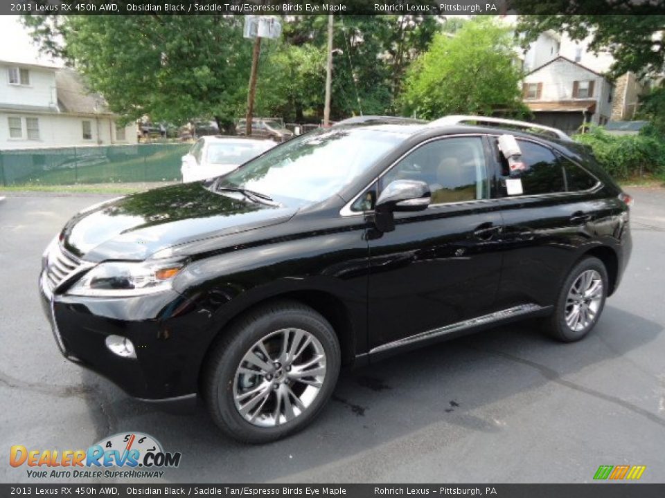 2013 Lexus RX 450h AWD Obsidian Black / Saddle Tan/Espresso Birds Eye Maple Photo #7