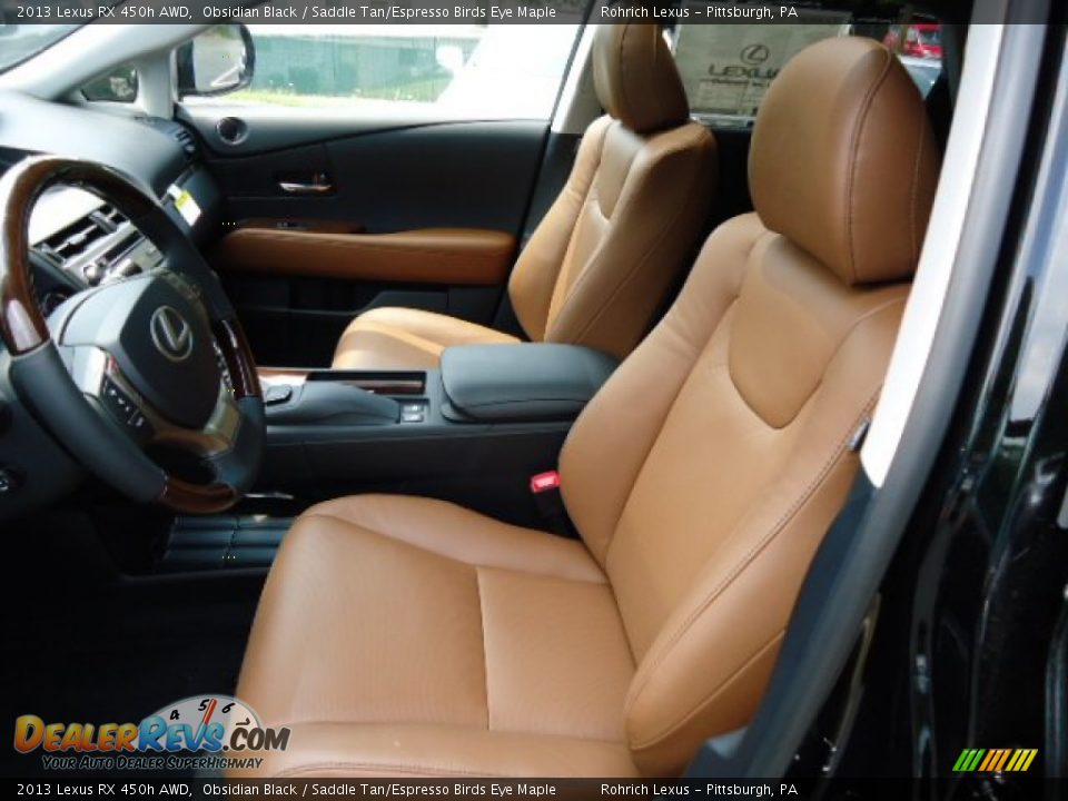 2013 Lexus RX 450h AWD Obsidian Black / Saddle Tan/Espresso Birds Eye Maple Photo #9
