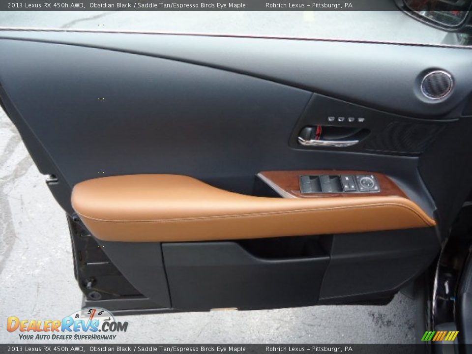 2013 Lexus RX 450h AWD Obsidian Black / Saddle Tan/Espresso Birds Eye Maple Photo #13