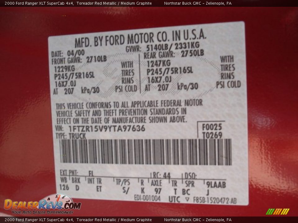 2000 Ford Ranger XLT SuperCab 4x4 Toreador Red Metallic / Medium Graphite Photo #15