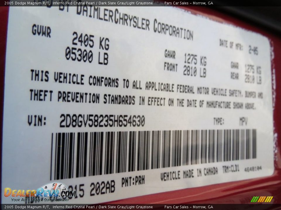 2005 Dodge Magnum R/T Inferno Red Crystal Pearl / Dark Slate Gray/Light Graystone Photo #15