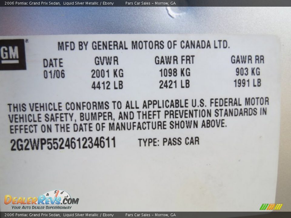 2006 Pontiac Grand Prix Sedan Liquid Silver Metallic / Ebony Photo #14