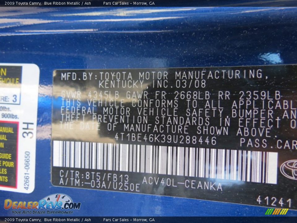 2009 Toyota Camry Blue Ribbon Metallic / Ash Photo #14