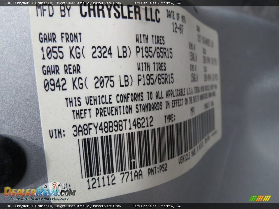 2008 Chrysler PT Cruiser LX Bright Silver Metallic / Pastel Slate Gray Photo #15