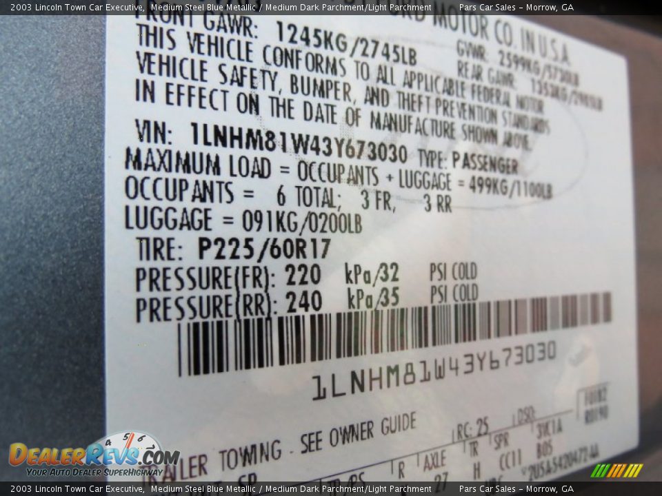 2003 Lincoln Town Car Executive Medium Steel Blue Metallic / Medium Dark Parchment/Light Parchment Photo #14