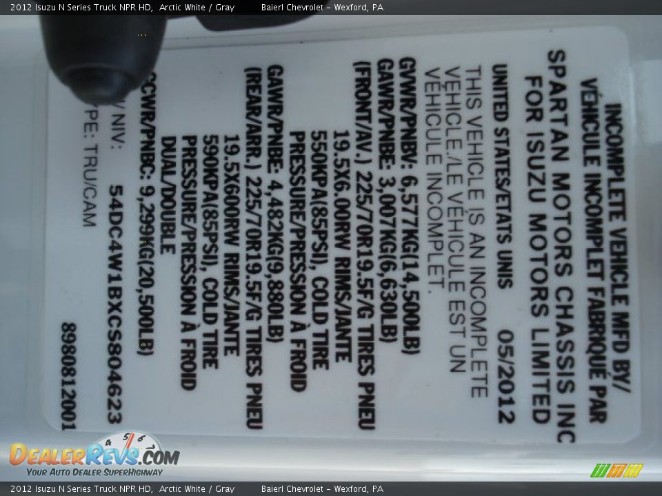 2012 Isuzu N Series Truck NPR HD Arctic White / Gray Photo #20