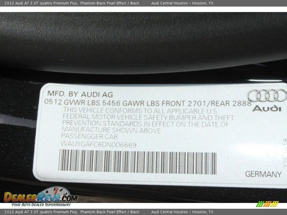 2013 Audi A7 3.0T quattro Premium Plus Phantom Black Pearl Effect / Black Photo #30