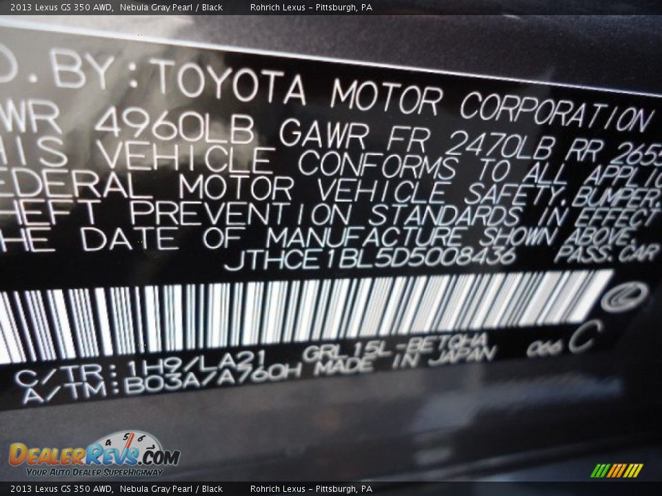 2013 Lexus GS 350 AWD Nebula Gray Pearl / Black Photo #16