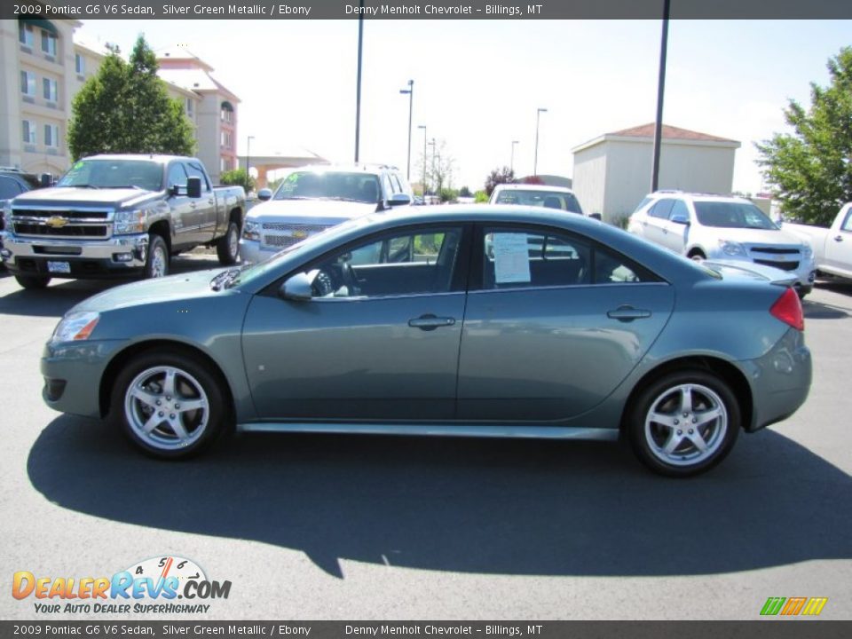 2009 Pontiac G6 V6 Sedan Silver Green Metallic / Ebony Photo #4